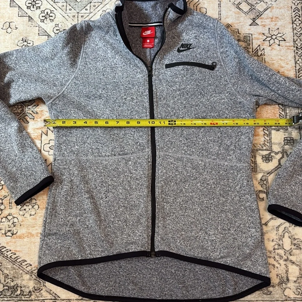 NIKE L Full Zip Fleece Summit Jacket Heather Grey & Black Zipper
